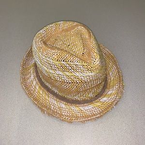 Roxy Brand Yellow, Tan, and White Fedora Hat